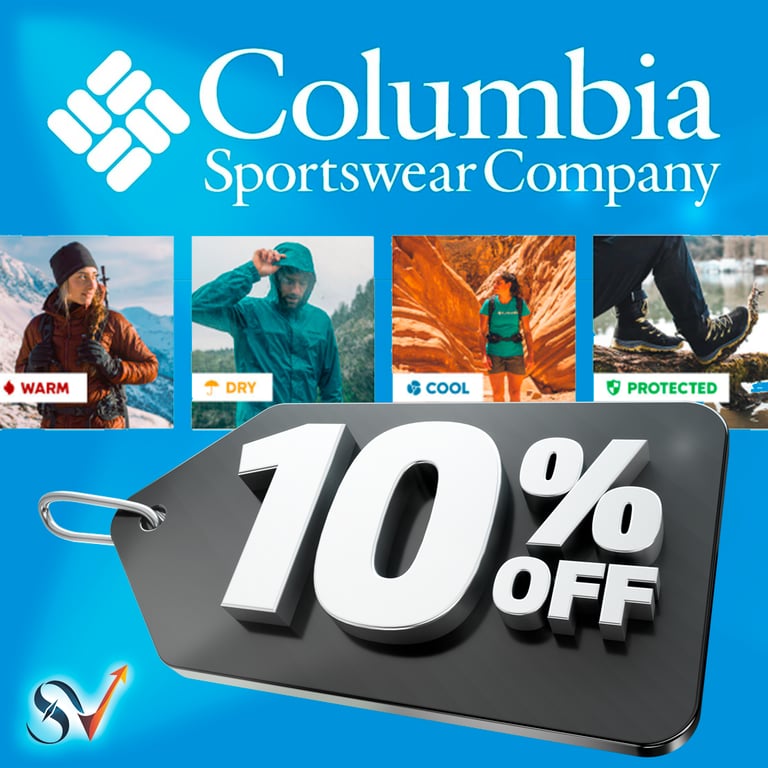 10% de desconto em roupas Columbia Sportswear — proteção, aquecimento e conforto para suas viagens
