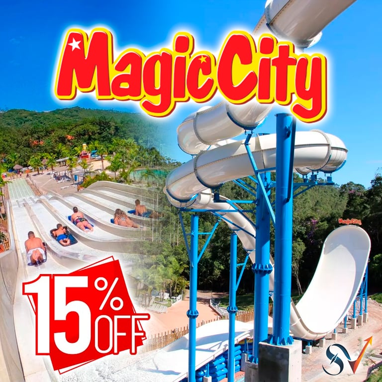 15% de desconto no parque aquático Magic City — diversão com toboáguas, escorregadores e lazer