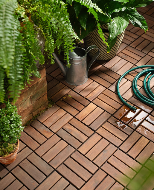 wooden decking for balcony garden in Bangalore by MyGreenearth