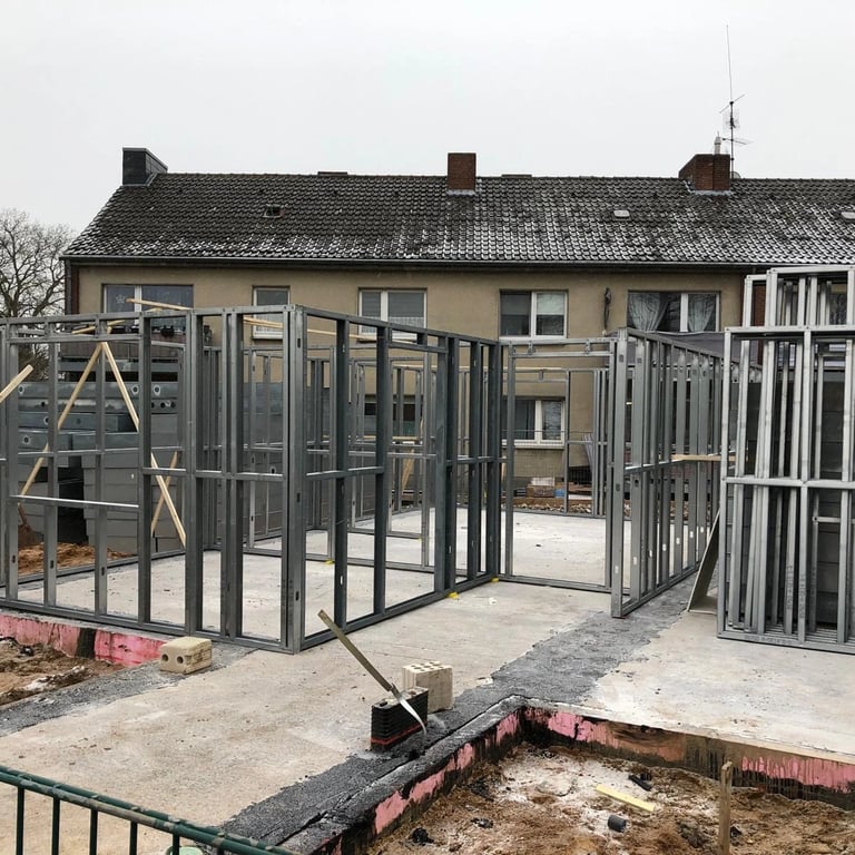 Konstrukcja parteru domu jednorodzinnego w technologii szkieletowej Be Steel.