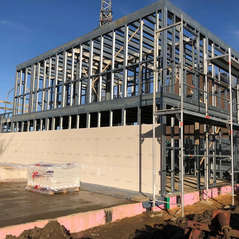 Szkielet stalowy domu jednorodzinnego w systemie Be Steel.