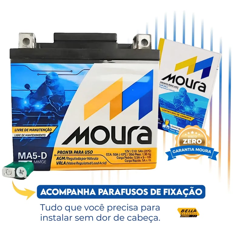 Bateria Moura Titan Fan Biz Bros Fazer 125 150 160 Flex Xre