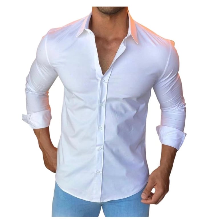 Camisa Social Masculina Slim fit Branca Manga Longa