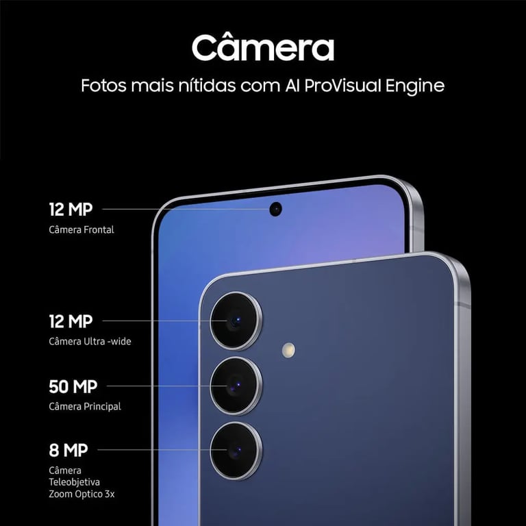 Celular Samsung Galaxy S25 Fe 5g 128gb 8gb Ram Câmera Tripla de 50 -12-8 Tela Grande de 6ponto7 Azul