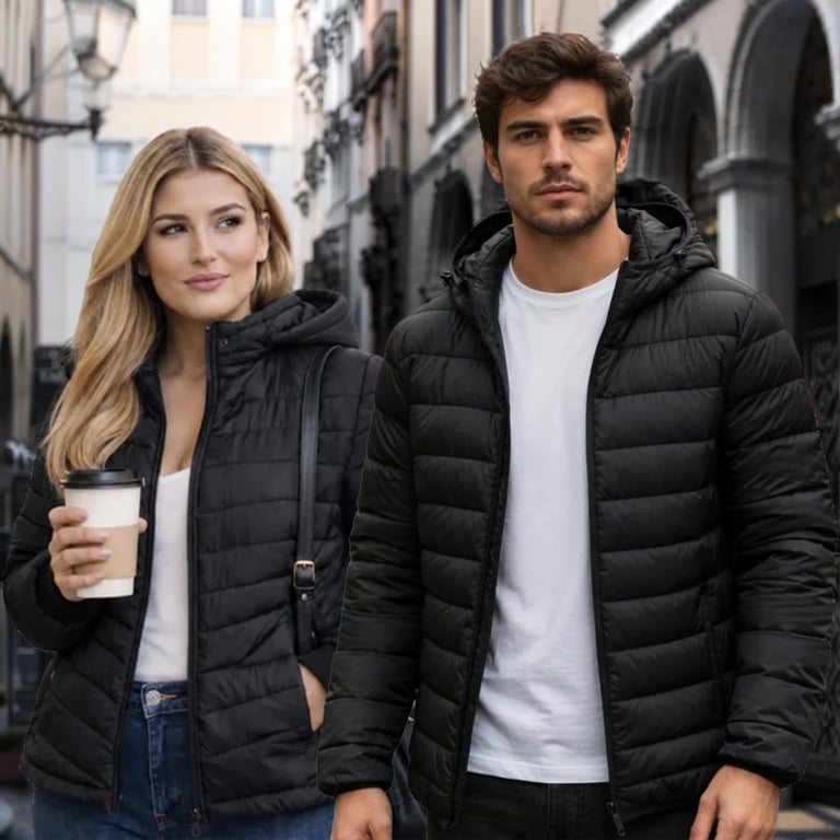 Jaqueta Puffer Unissex com Capuz