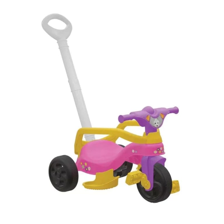 Motoca Triciclo Infantil Velotrol com Protetor e Empurrador Puxador Removível e Pedal