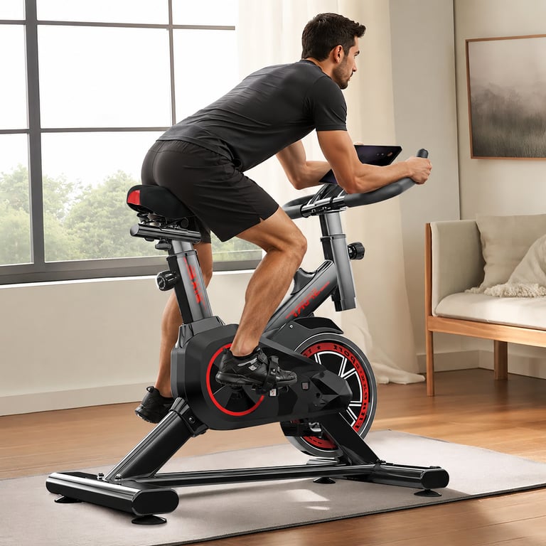 Bicicleta Spinning Para Exercícios XHJSCRB8009 Preto Vermelho