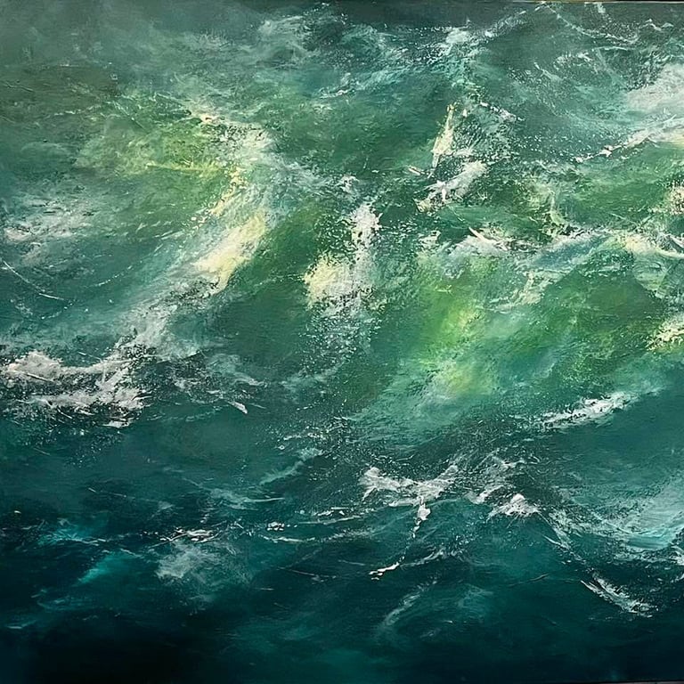 Briny Ocean Tossed Left - Painting by MJ Dominey