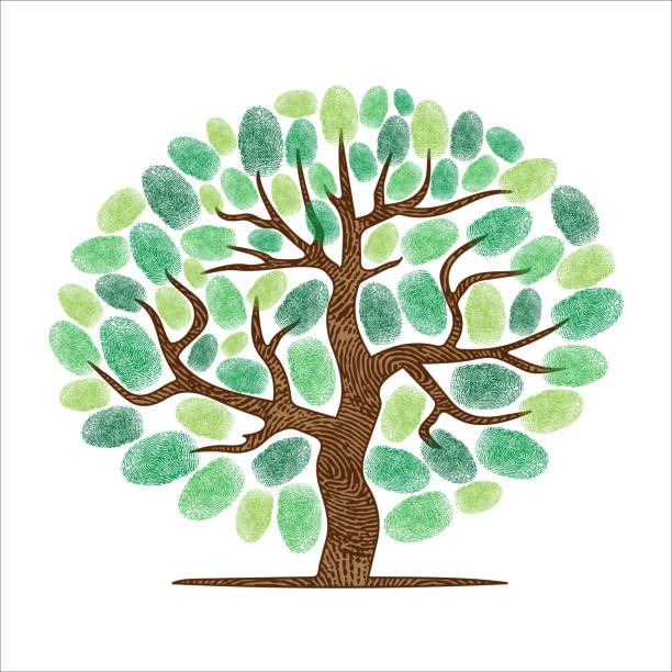 A fingerprint tree with a green fingerprint
