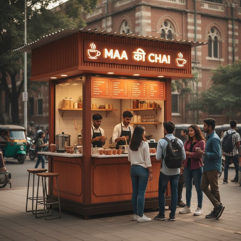 Low cost chai franchise kiosk setup Maa Ki Chai India