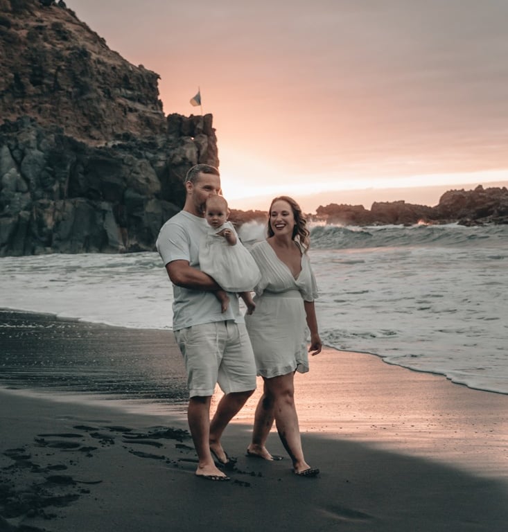 fotografía de familia al atardecer