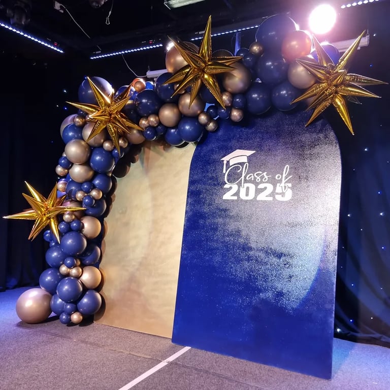 Balloon Garland setting the vibe at a School Formal in Beenleigh, Logan - party hire by SweetAz Co.