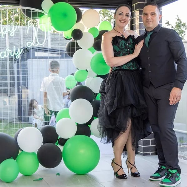 Circle Backdrop setup for a Vow Renewal in Alexandrahills, Redlands - party hire by SweetAz Co.