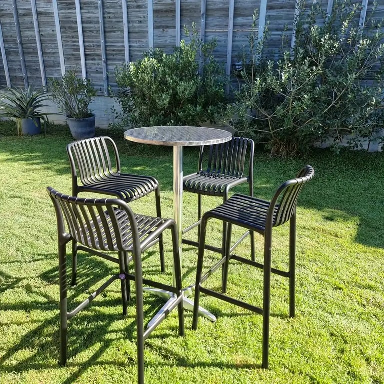 Cocktail Table with black high stools for a Backyard Party in Redlandbay, Redlands - party hire by SweetAz Co.