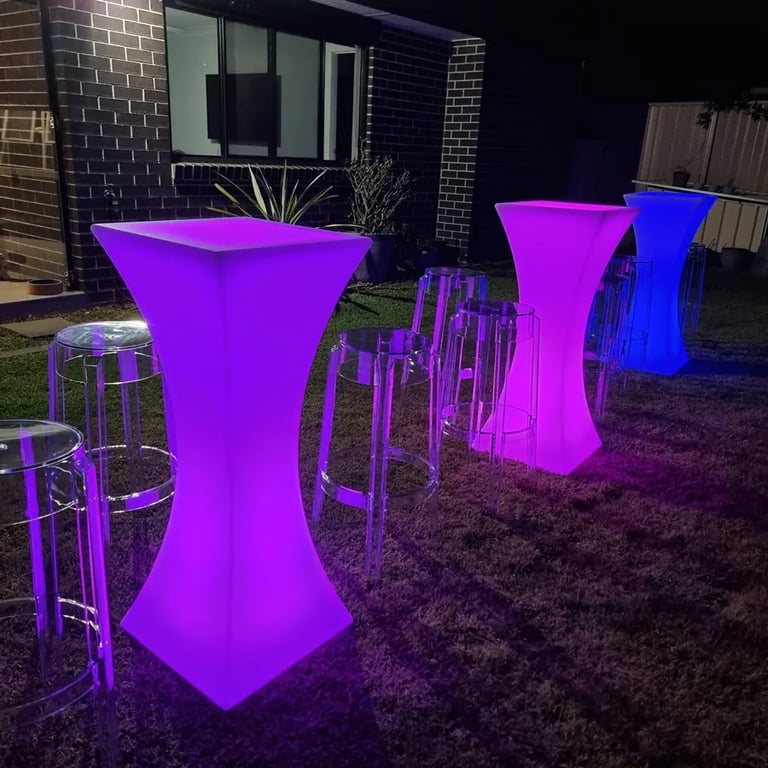 Dry Bars glowing pink at a Wedding Reception in Victoriapoint, Redlands - party hire by SweetAz Co.