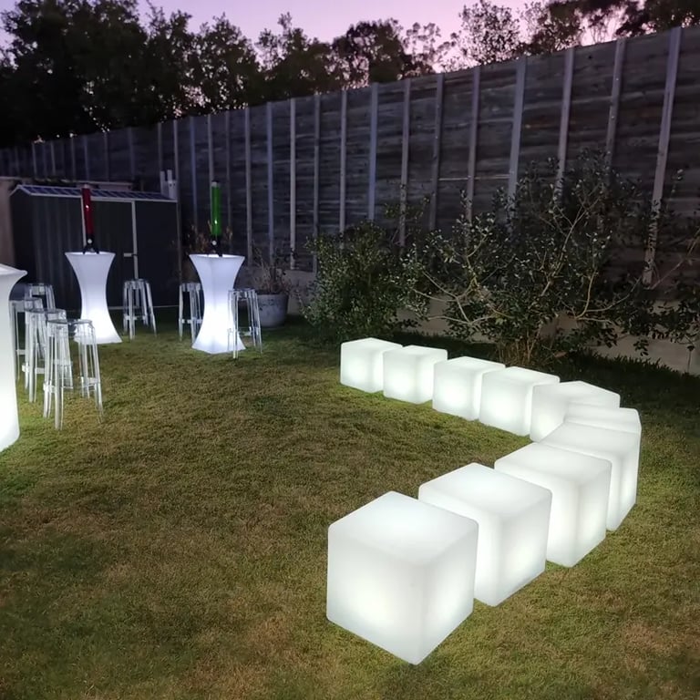 Glow Cubes setup for a 21St Birthday in Redlandbay, Redlands - party hire by SweetAz Co.