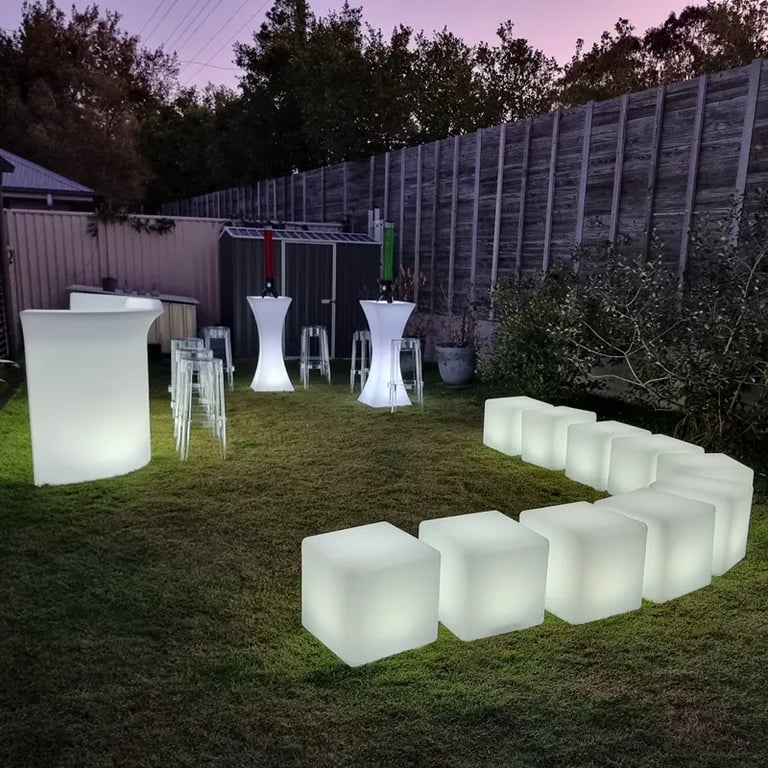 Glow Cubes for seating at a Birthday Party in Beenleigh, Logan - party hire by SweetAz Co.