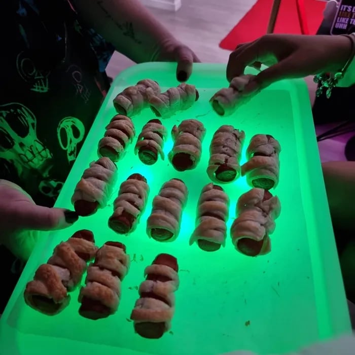 Glow Tray laden with Halloween Treats in Coomera, Gold Coast - party hire by SweetAz Co.