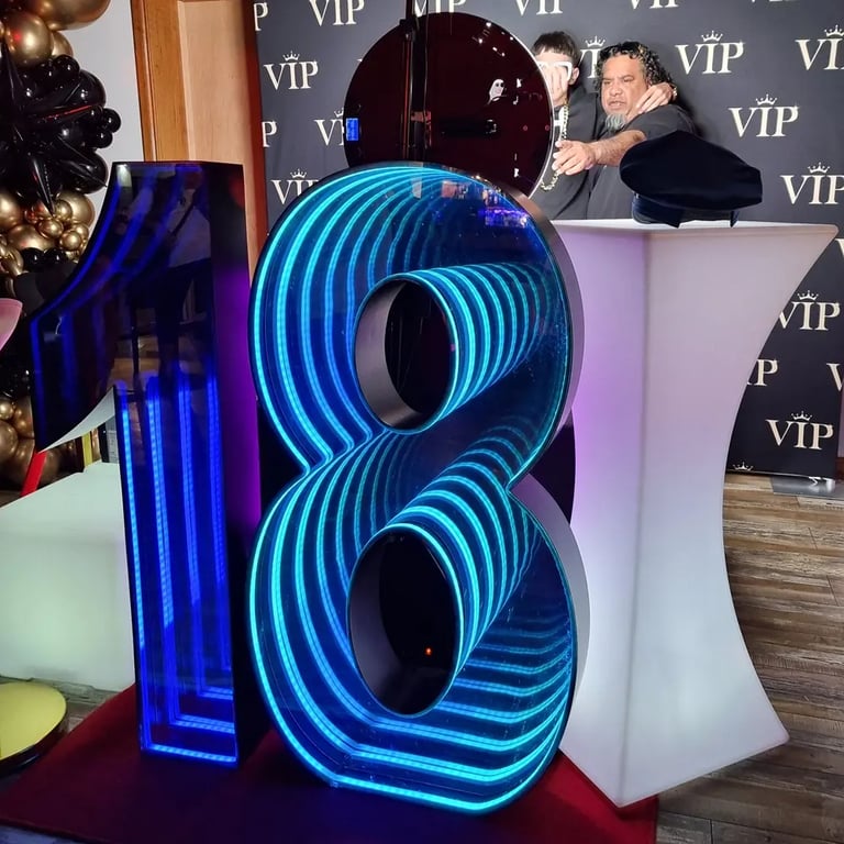 Lightup Number dancing to the music at an 18Th Birthday in Redlandbay, Redlands - party hire by SweetAz Co.