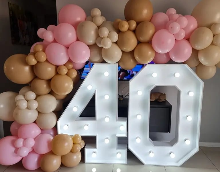 Lightup Numbers ready to be moved at a 40Th Birthday in Crestmead, Logan - party hire by SweetAz Co.