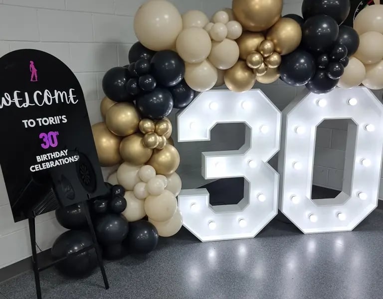 Lightup Numbers setup for a Birthday Party in Coomera, Gold Coast - party hire by SweetAz Co.