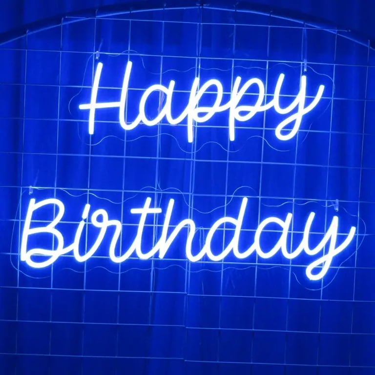 Neon Sign captured during a Happy Birthday in Mountcotton, Redlands - party hire by SweetAz Co.