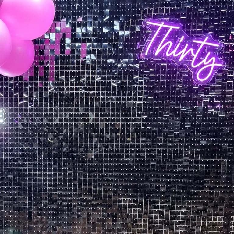 Neon Sign setup for a Thirty Birthday in Acaciaridge, Brisbane - party hire by SweetAz Co.