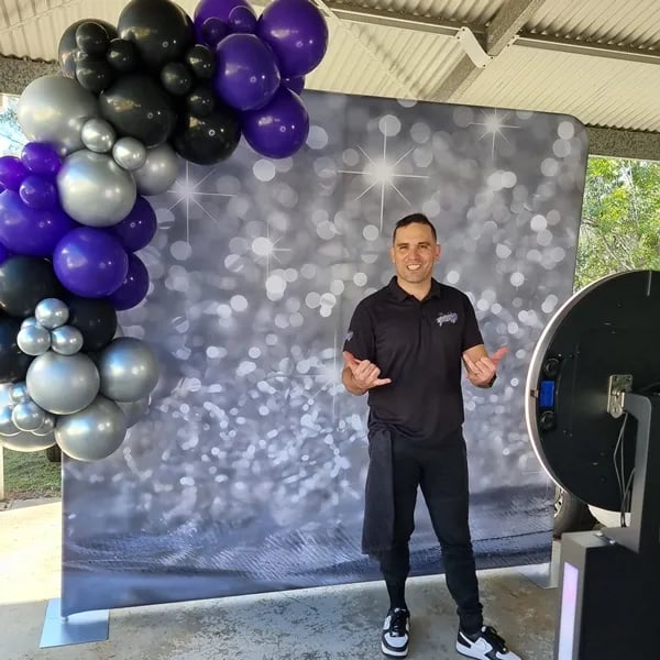 Photo Booth captured during a 60th Birthday in Birkdale, Redlands - party hire by SweetAz Co.