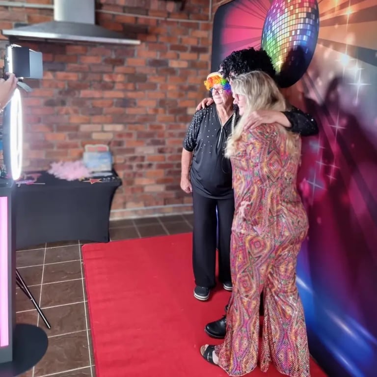 Photo Booth setup for a Disco Fundraising event in Capalaba, Redlands - party hire by SweetAz Co.