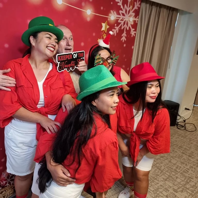 Photo Booth helping the workers make memories at a Staff Party in Redlandbay, Redlands - party hire by SweetAz Co.