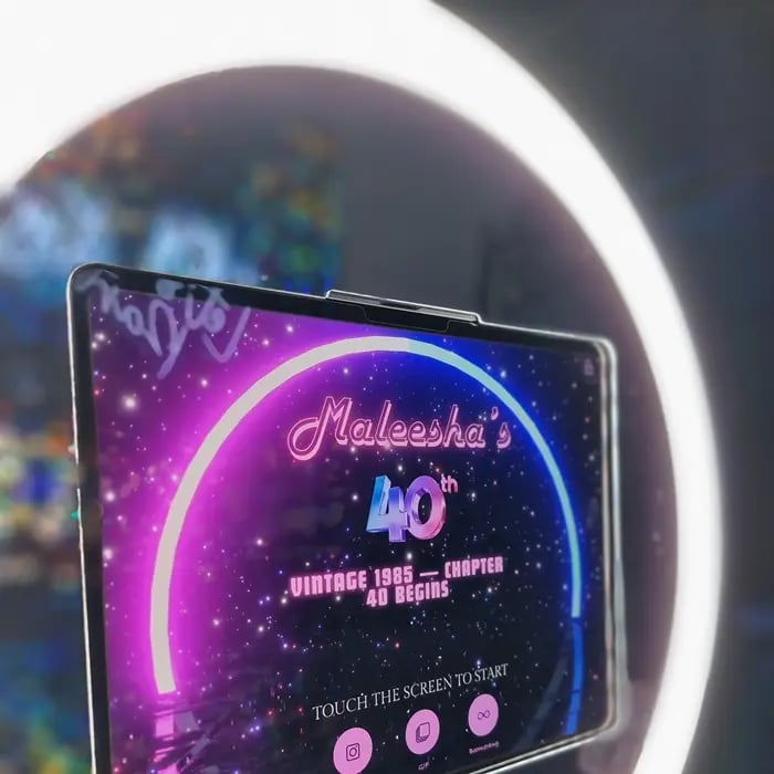 Photo Booth including personalised Welcome Screen in Ormeau, Gold Coast - party hire by SweetAz Co.