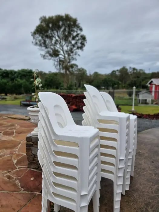 Plastic Chair perfect for a Bridal Shower in Redlandbay, Redlands - party hire by SweetAz Co.