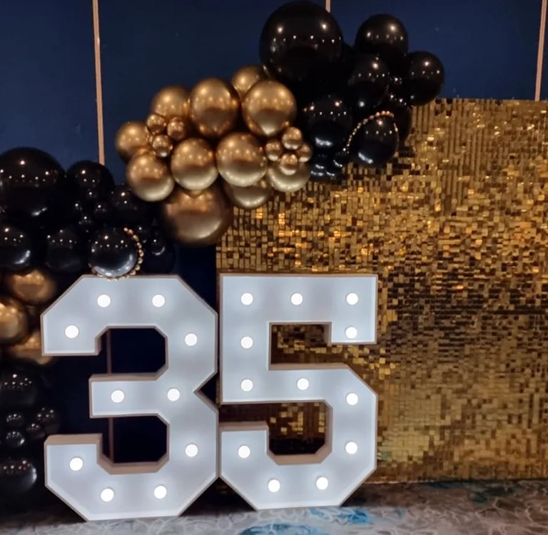 Shimmer Wall created for a 35Th Business Anniversary in Manly, Brisbane - party hire by SweetAz Co.