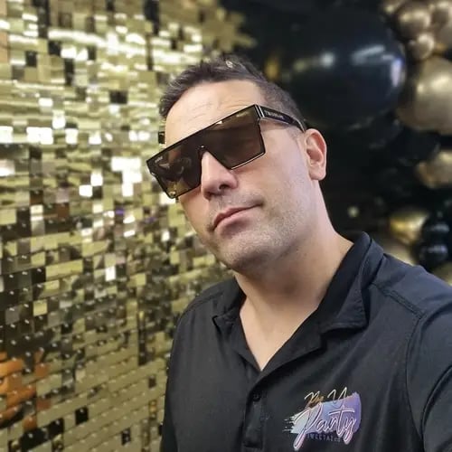 Shimmer Wall setup for a Grand Opening in Ashmore, Gold Coast - party hire by SweetAz Co.