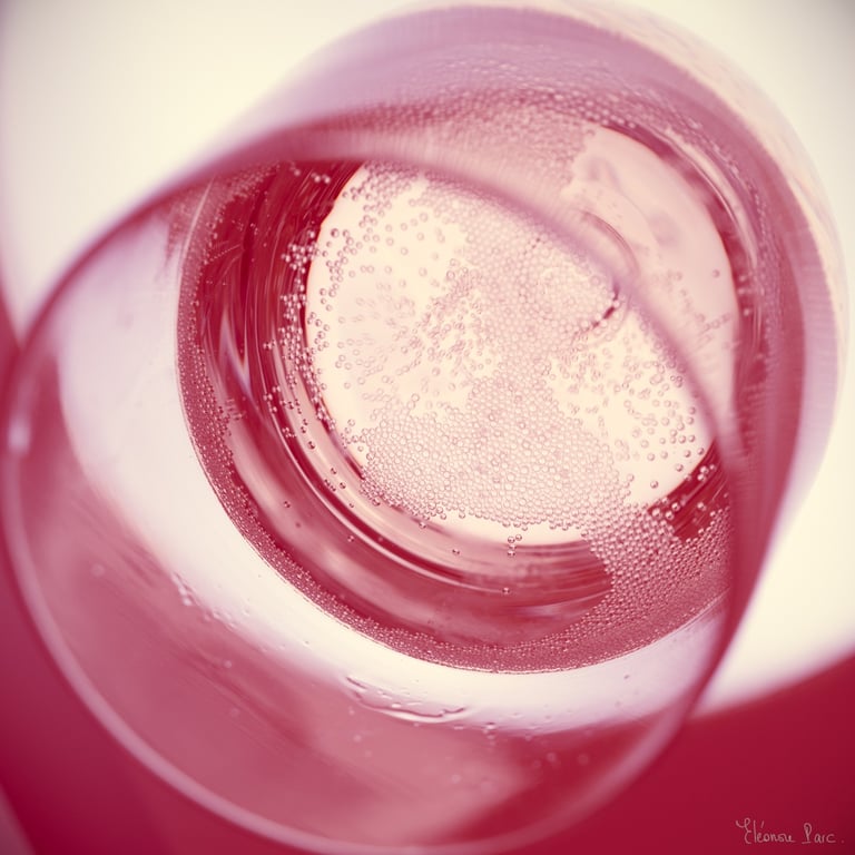 Le Vin en Rose – Reflets lumineux sur un verre de vin rosé