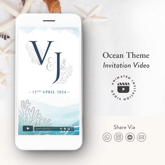 Beach wedding invitation video, Seaside wedding invitation video, Ocean theme wedding invitation