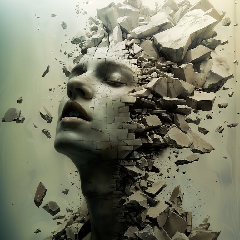 Imagen artística que pretende mostrar un atrapamiento de la conciencia, en sentido figurado.