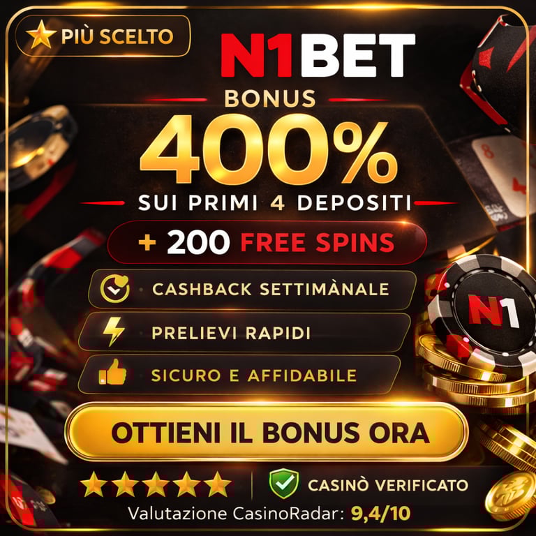 N1Bet bonus casinò non ADM fino al 400% + 200 free spins casinò online affidabile