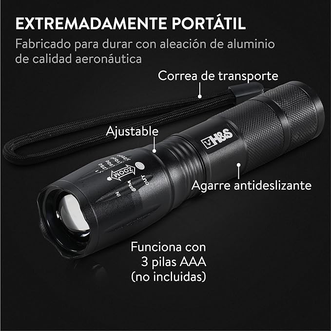 linterna led a pilas linterna con pilas