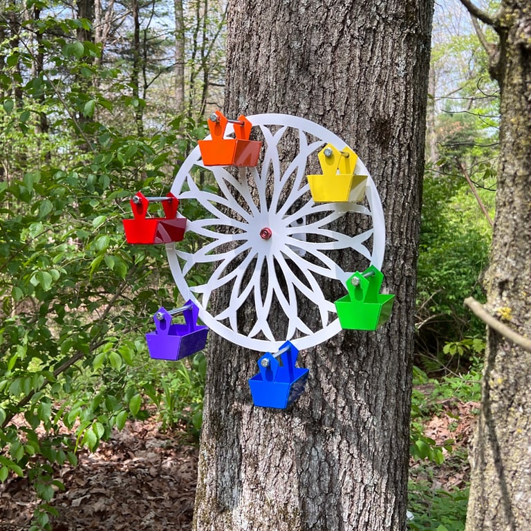 Whirly Wheel Bird Feeder Mounted on Tree