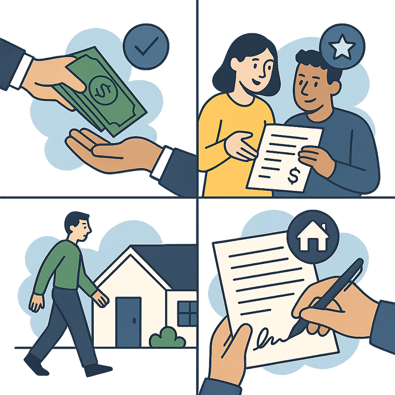 Cartoon depiction of home selling