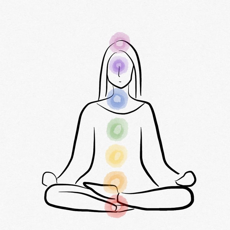 Illustration of body indicating position of chakras