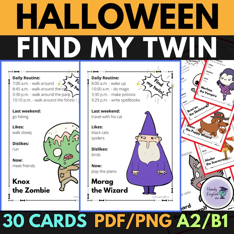 a Halloween grammar and vocabulary game
