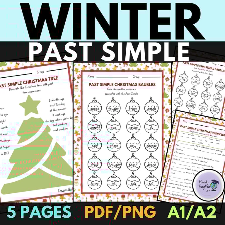 Handy_English_christmas past simple_activities_baubles_christmas_tree_christmas_story