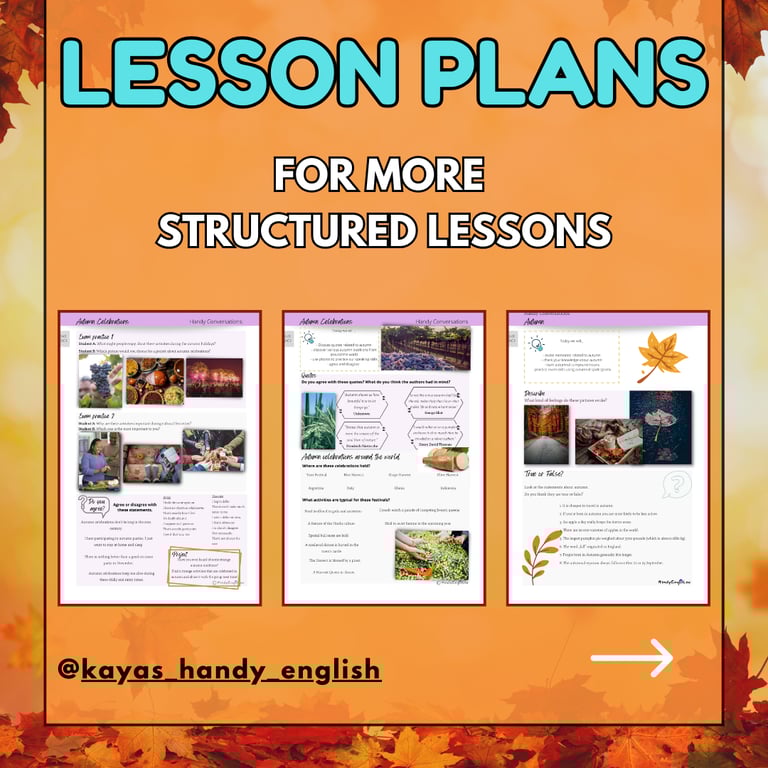 communicative lesson plans for autumn and fall English lessons and activities