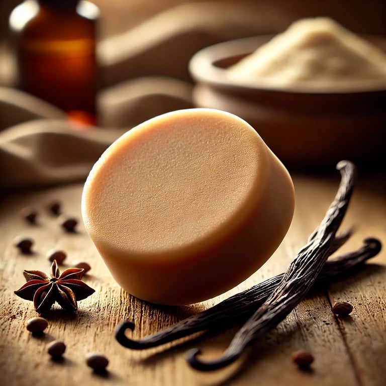 Ingredients for homemade lotion bars including cocoa butter and beeswax
