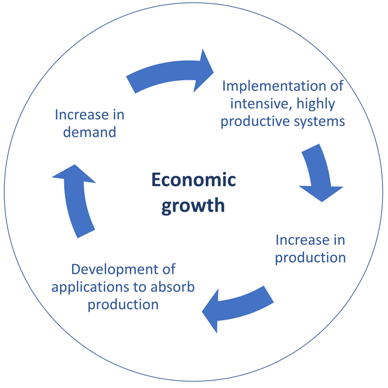 Illustration of the vicious cycle triggered by economic growth