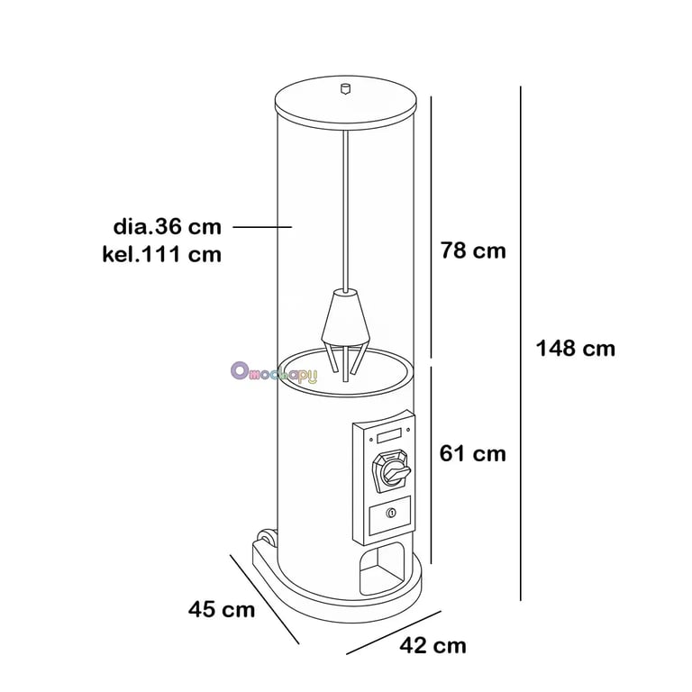 Sewa gashapon tower 42×45×148 cm – kapasitas ±65 kapsul Ø10 cm