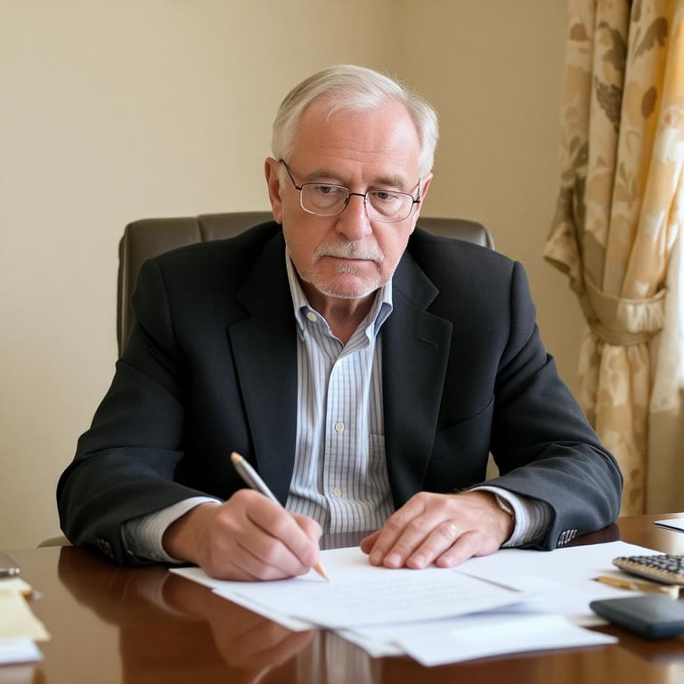 Retired man worried about his legacy and impact on his family if he doesn't plan properly.