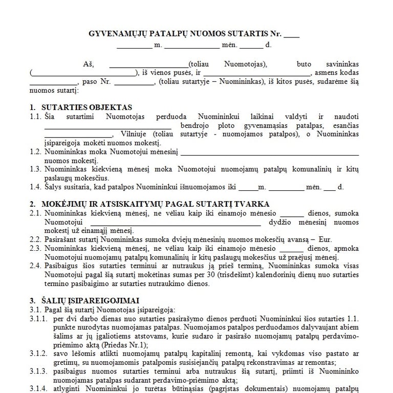 buto nuomos sutarties forma atsisiusti